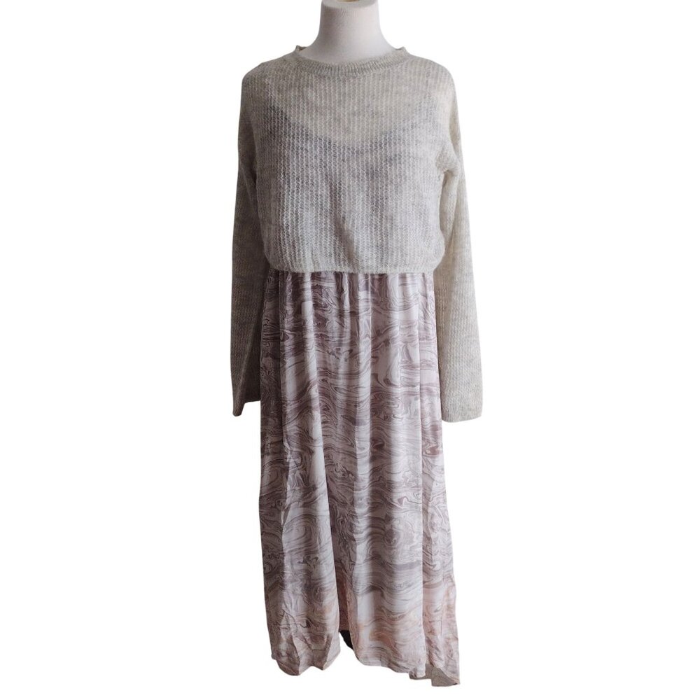 Anthropologie 2 pc Sweater Dress S NEW Alpaca Wool Swirl Print Midi - Picture 3 of 14